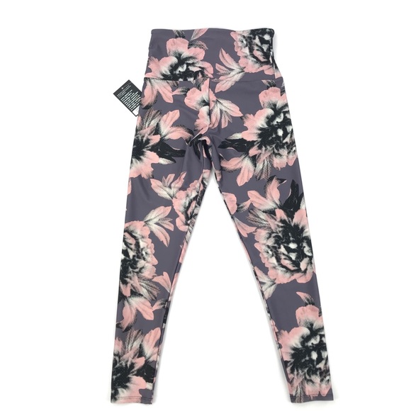 Onzie Womens High Waist Midi Pink Floral Leggings - Picture 3 of 3